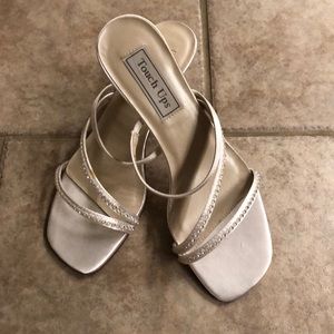 White Heels with Crystals NWT Size 7